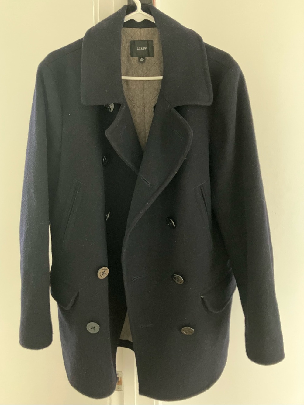 J. Crew Men's Double-Breasted Peacoat in Navy Blue Size Small
